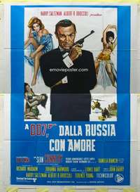 k289 FROM RUSSIA WITH LOVE Italian two-panel movie poster R70s Connery, Bond