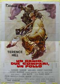 k290 GENIUS, TWO FRIENDS & AN IDIOT Italian two-panel movie poster '75 Hill