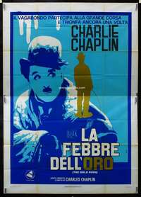 k292 GOLD RUSH Italian two-panel movie poster R70s Charlie Chaplin classic!