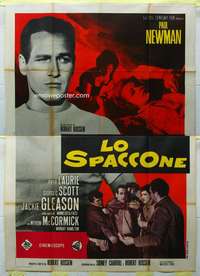 k296 HUSTLER Italian two-panel movie poster R60s Paul Newman, Jackie Gleason