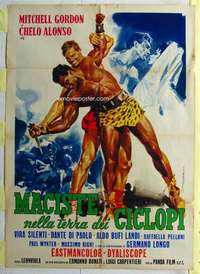 k341 ATLAS AGAINST THE CYCLOPS Italian one-panel movie poster '61 fantasy!
