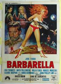 k343 BARBARELLA Italian one-panel movie poster '68 Jane Fonda, Roger Vadim