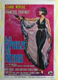 k357 BRIDE WORE BLACK Italian one-panel movie poster '68 Truffaut, Moreau