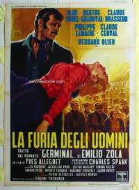 k392 GERMINAL Italian one-panel movie poster '63 Emile Zola, Martinati art!
