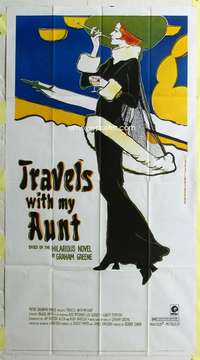 k006 TRAVELS WITH MY AUNT three-sheet movie poster '72 Maggie Smith, Cukor