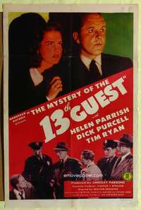 p547 MYSTERY OF THE 13TH GUEST one-sheet movie poster '43 Parrish, Purcell