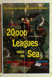 p003 20,000 LEAGUES UNDER THE SEA one-sheet movie poster R71 Jules Verne