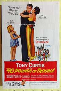 p007 40 POUNDS OF TROUBLE one-sheet movie poster '63 Tony Curtis, Pleshette