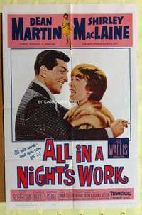 p025 ALL IN A NIGHT'S WORK one-sheet movie poster '61 Dean Martin, MacLaine
