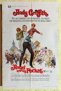 p037 ANGEL IN MY POCKET one-sheet movie poster '69 Andy Griffith, Van Dyke