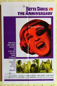 p041 ANNIVERSARY one-sheet movie poster '67 Bette Davis, horror comedy!