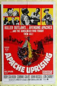 p045 APACHE UPRISING one-sheet movie poster '66 Calhoun, Native Americans