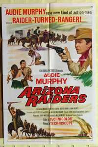 p057 ARIZONA RAIDERS one-sheet movie poster '65 Audie Murphy, Crabbe