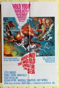 p060 AROUND THE WORLD UNDER THE SEA one-sheet movie poster '66 Bridges
