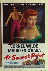 p061 AT SWORD'S POINT one-sheet movie poster '52 Cornel Wilde, O'Hara