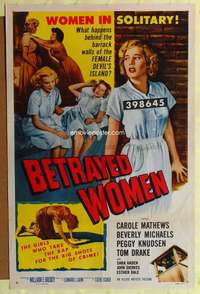 p079 BETRAYED WOMEN one-sheet movie poster '55 bad girls, Beverly Michaels