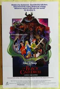 p094 BLACK CAULDRON advance one-sheet movie poster '85 first Walt Disney CG!
