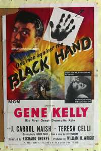 p095 BLACK HAND one-sheet movie poster '50 cool giant Gene Kelly image!