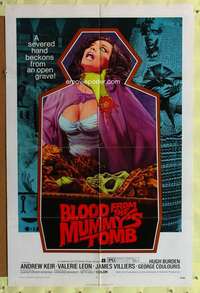 p105 BLOOD FROM THE MUMMY'S TOMB one-sheet movie poster '72 severed hand!