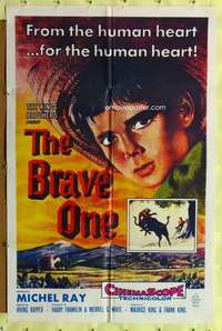 p124 BRAVE ONE one-sheet movie poster R60s Irving Rapper western!