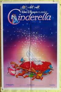 p156 CINDERELLA one-sheet movie poster R87 Walt Disney, slipper image!