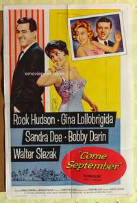 p168 COME SEPTEMBER one-sheet movie poster '61 Sandra Dee, Rock Hudson