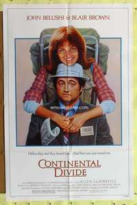 p171 CONTINENTAL DIVIDE one-sheet movie poster '81 Belushi, Lettick art