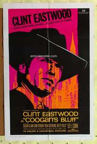 p172 COOGAN'S BLUFF one-sheet movie poster '68 Clint Eastwood, Don Siegel
