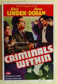 p186 CRIMINALS WITHIN one-sheet movie poster '43 Joseph H. Lewis