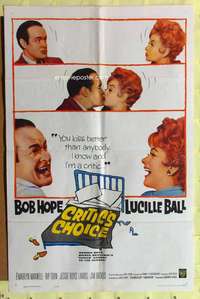 p187 CRITIC'S CHOICE one-sheet movie poster '63 Bob Hope, Lucille Ball