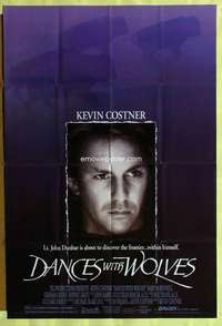 p203 DANCES WITH WOLVES DS one-sheet movie poster '90 Kevin Costner