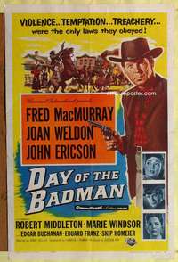p212 DAY OF THE BADMAN one-sheet movie poster '58 Fred MacMurray w/gun!