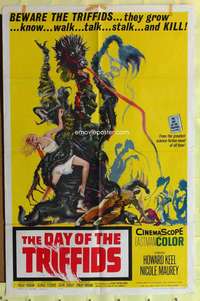 p216 DAY OF THE TRIFFIDS one-sheet movie poster '62 Howard Keel classic!