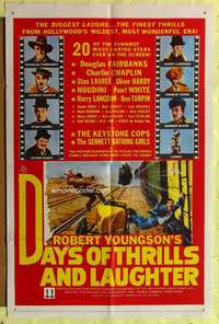 p218 DAYS OF THRILLS & LAUGHTER one-sheet movie poster '61 Charlie Chaplin