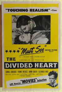 p239 DIVIDED HEART one-sheet movie poster '55 Cornell Borchers, English!