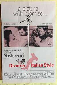 p241 DIVORCE - ITALIAN STYLE one-sheet movie poster '62 Mastroianni