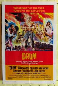 p253 DRUM one-sheet movie poster '76 Ken Norton, blaxploitation!
