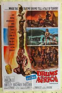 p254 DRUMS OF AFRICA one-sheet movie poster '63 Avalon in the jungle!