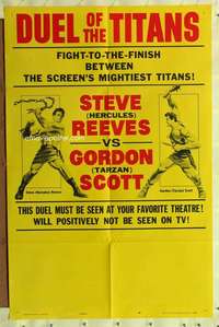 p258 DUEL OF THE TITANS style B one-sheet movie poster '63 Hercules, Tarzan