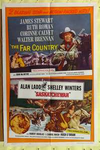 p294 FAR COUNTRY/SASKATCHEWAN one-sheet movie poster '62 James Stewart
