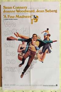 p299 FINE MADNESS one-sheet movie poster '66 Sean Connery, Woodward, Seberg