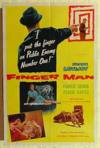 p300 FINGER MAN one-sheet movie poster '55 Frank Lovejoy, film noir!