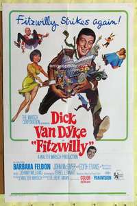 p301 FITZWILLY one-sheet movie poster '68 Dick Van Dyke, Barbara Feldon
