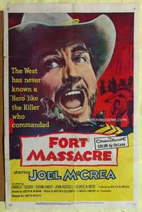 p313 FORT MASSACRE one-sheet movie poster '58 Joel McCrea, Forrest Tucker