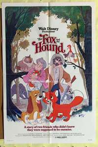 p316 FOX & THE HOUND one-sheet movie poster '81 Walt Disney animals!