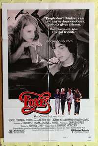 p318 FOXES style B one-sheet movie poster '80 Jodie Foster, Cherie Currie