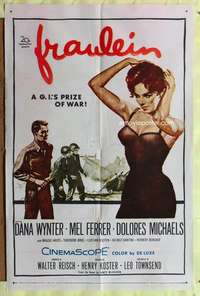 p326 FRAULEIN one-sheet movie poster '58 sexy half-dressed Dana Wynter!