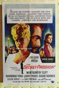 p333 FREUD one-sheet movie poster '63 Montgomery Clift, Secret Passion!