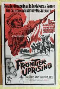 p339 FRONTIER UPRISING one-sheet movie poster '61 Native American Jim Davis
