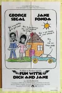 p341 FUN WITH DICK & JANE one-sheet movie poster '77 Segal, Jane Fonda
